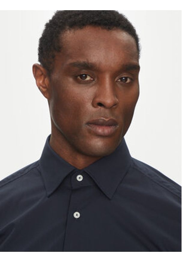 BOSS Koszula H-HANK-kent-C3-214 50538949 Granatowy Slim Fit. Typ kołnierza: kołnierzyk klasyczny. Kolor: niebieski. Materiał: bawełna