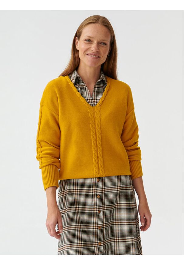 Tatuum Sweter Poli T2319.091 Żółty Oversize. Kolor: żółty. Materiał: wiskoza