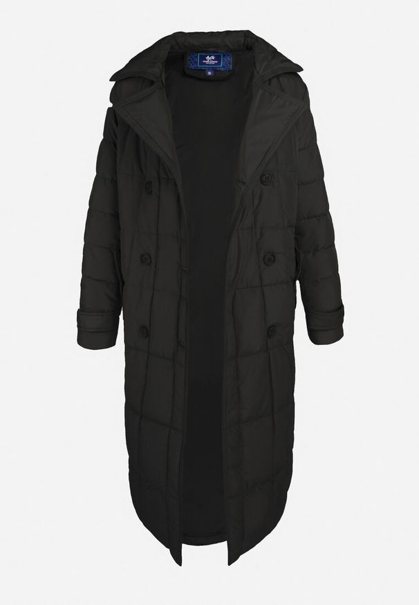 Born2be - Czarna Kurtka Pikowana z Paskiem Gutdat. Okazja: na co dzień. Kolor: czarny. Materiał: materiał. Długość rękawa: długi rękaw. Długość: długie. Sezon: zima. Styl: casual