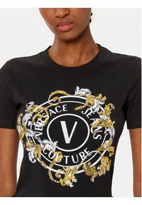 Versace Jeans Couture T-Shirt 78HAHC01 Czarny Regular Fit. Kolor: czarny. Materiał: bawełna