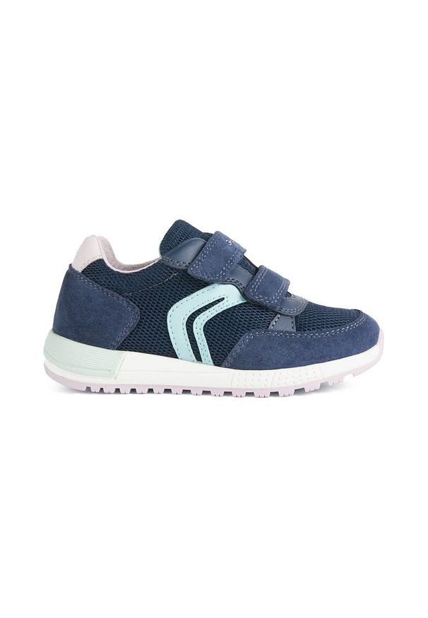 Geox buty dziecięce kolor granatowy. Nosek buta: okrągły. Zapięcie: rzepy. Kolor: niebieski. Materiał: guma