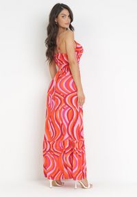 Born2be - Pomarańczowa Wiskozowa Sukienka Maxi na Ramiączkach z Gumką i Paskiem w Talii Annanise. Kolor: pomarańczowy. Materiał: wiskoza. Długość rękawa: na ramiączkach. Typ sukienki: kopertowe. Długość: maxi #5