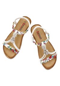 Sandały damskie Artiker, cholewka z materiału elastyczny pasek na pięcie plecione detale, białe, 58C0626. Zapięcie: pasek. Kolor: biały. Materiał: materiał #4