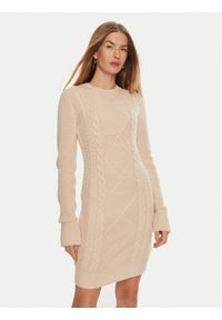 Guess Sukienka dzianinowa Serena W4BK17 Z3HW0 Beżowy Regular Fit. Kolor: beżowy. Materiał: syntetyk