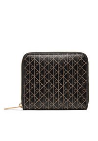 Calvin Klein Mały Portfel Damski Emblem Aop Square Zip Around LV04F1089G Czarny. Kolor: czarny. Materiał: skóra
