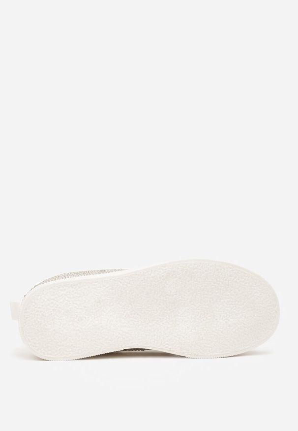 Born2be - Beżowe Sneakersy na Grubej Podeszwie z Cyrkoniami Catith. Okazja: na co dzień. Kolor: beżowy. Materiał: jeans, materiał