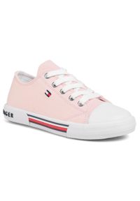 TOMMY HILFIGER - Trampki Tommy Hilfiger Low Cut Lace-Up Sneaker T3A4-30605-0890 M Pink 302. Kolor: różowy. Materiał: materiał