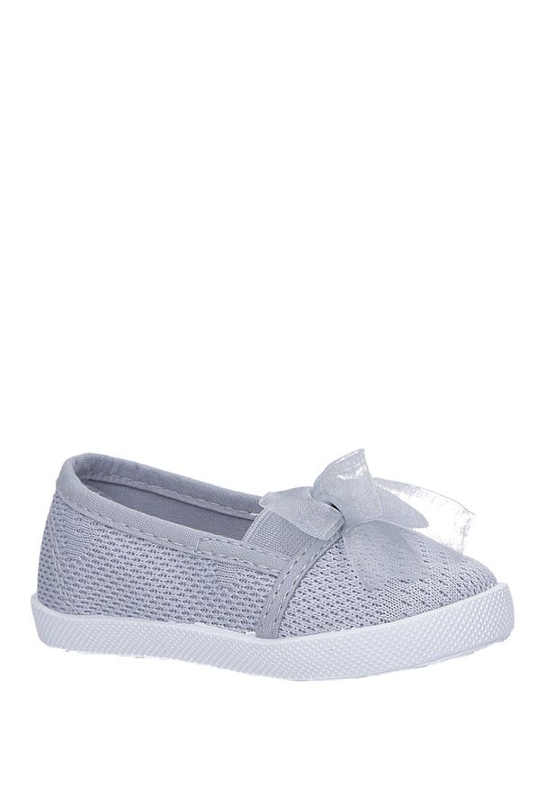 Casu - Szare trampki slip on z kokardką casu 3156. Zapięcie: bez zapięcia. Kolor: szary