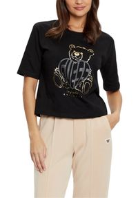 Guess - GUESS Czarny t-shirt damski Bear Boxy. Kolor: czarny #3