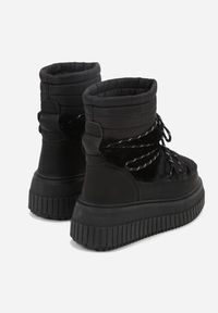 Born2be - Czarne Pikowane Śniegowce na Grubej Tłoczonej Podeszwie z Futerkiem Adarlia. Okazja: na co dzień. Kolor: czarny. Materiał: futro. Styl: casual #7