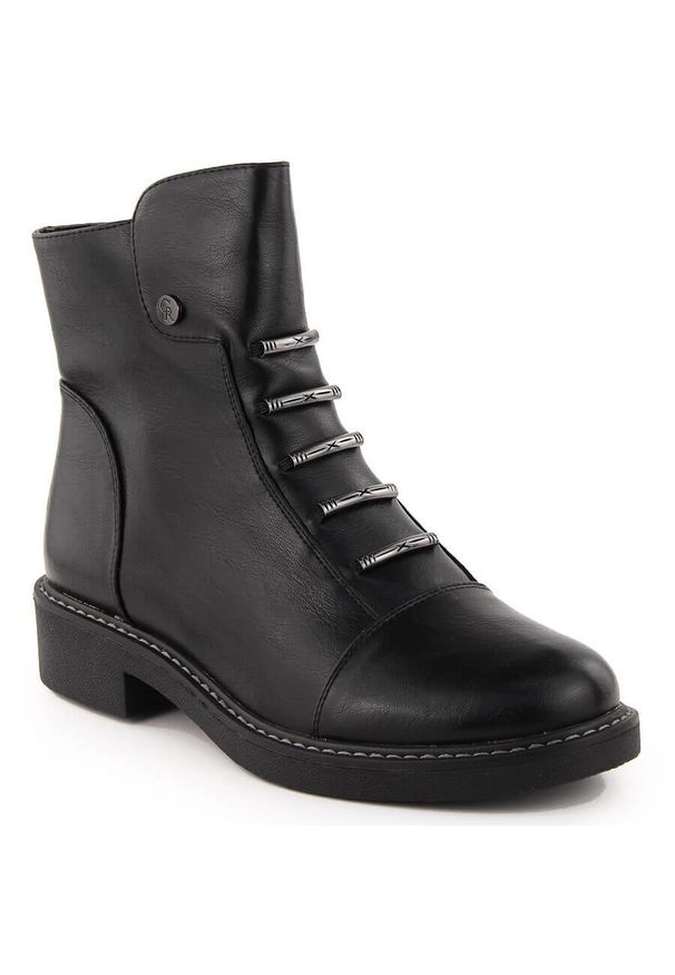 Botki damskie ocieplane czarne Jezzi ASA252-5. Kolor: czarny. Materiał: futro, skóra ekologiczna