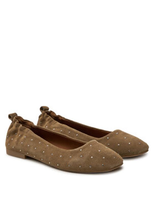 Pepe Jeans Baleriny PLS10420 Beżowy. Kolor: beżowy. Materiał: zamsz, skóra