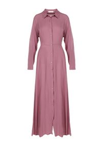 Born2be - Ciemnofioletowa Sukienka Controllable. Okazja: na co dzień. Kolor: fioletowy. Długość rękawa: długi rękaw. Typ sukienki: rozkloszowane, szmizjerki. Styl: casual, klasyczny. Długość: maxi #5