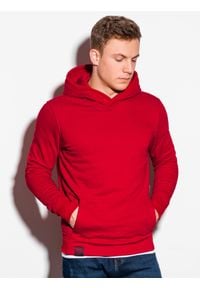 Ombre Clothing - Bluza męska z kapturem B1079 - czerwona - XL. Typ kołnierza: kaptur. Kolor: czerwony. Materiał: poliester, bawełna #1