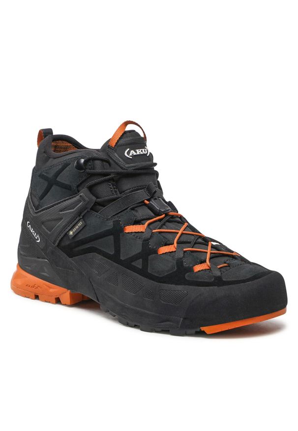 Trekkingi Aku Rock Dfs Mid Gtx GORE-TEX 718 Black/Orange. Kolor: czarny. Materiał: nubuk, skóra. Technologia: Gore-Tex. Sport: turystyka piesza