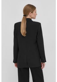 Bruuns Bazaar marynarka kolor czarny jednorzędowa gładka. Okazja: na co dzień. Kolor: czarny. Materiał: włókno, wiskoza, materiał. Wzór: gładki. Styl: casual, klasyczny #6