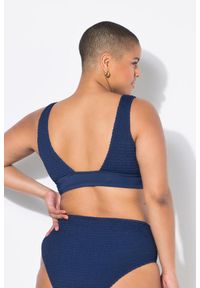 ULLA POPKEN - Damska Góra od bikini miękkie miseczki drobna faktura. Kolekcja: plus size. Kolor: niebieski. Materiał: poliester, elastan, poliamid, materiał