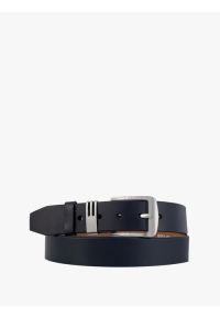Ryłko - Granatowy pasek ze skóry licowej. Kolor: niebieski. Materiał: skóra. Styl: klasyczny, elegancki, street #1