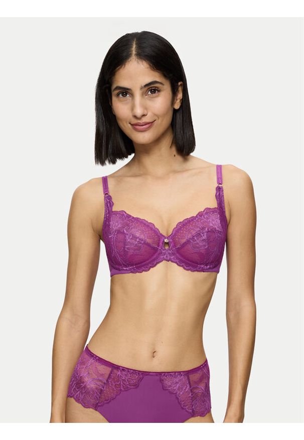 Triumph Biustonosz z fiszbiną Wild Peony Florale 10209608 Fioletowy. Kolor: fioletowy. Materiał: syntetyk
