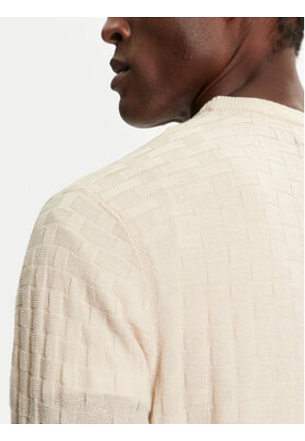Brave Soul Sweter MK-248BURKE Beżowy Regular Fit. Kolor: beżowy. Materiał: syntetyk