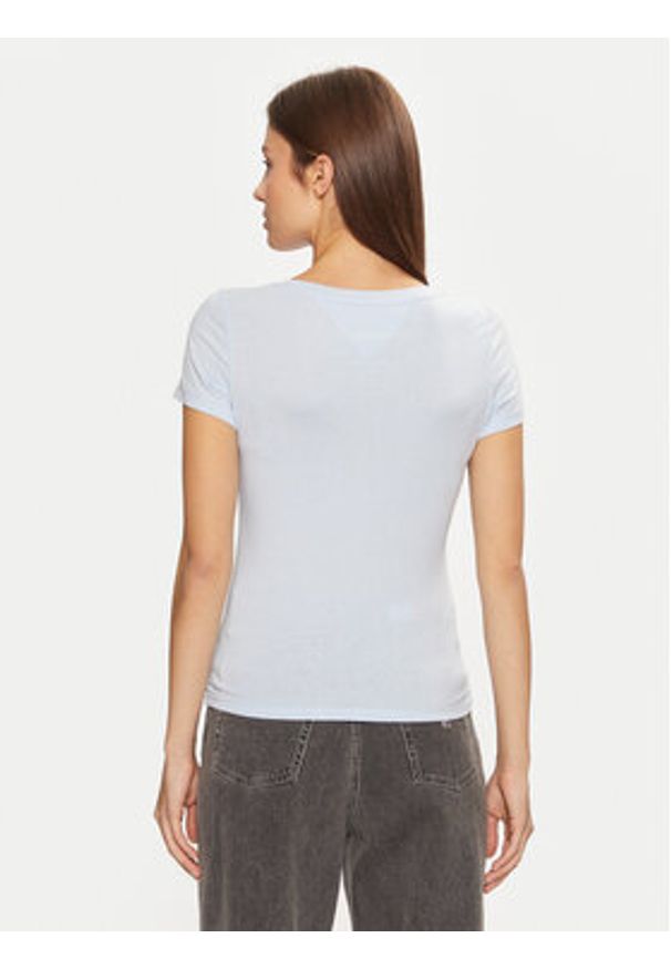 Tommy Jeans T-Shirt DW0DW20458 Błękitny Slim Fit. Kolor: niebieski. Materiał: bawełna
