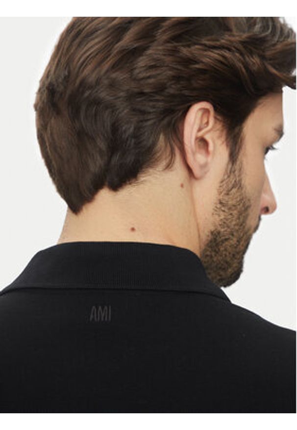 AMI PARIS Polo BFUPL001.760 Czarny Regular Fit. Typ kołnierza: polo. Kolor: czarny. Materiał: bawełna