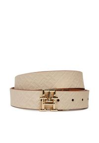 TOMMY HILFIGER - Tommy Hilfiger Pasek Damski Th Logo Rev 3.0 AW0AW17247 Brązowy. Kolor: brązowy. Materiał: skóra #3