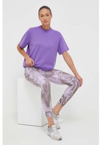 Adidas by Stella McCartney - adidas by Stella McCartney legginsy treningowe TruePurpose Optime kolor fioletowy wzorzyste. Kolor: fioletowy. Materiał: skóra, dzianina, materiał. Wzór: ze splotem. Sport: fitness #3