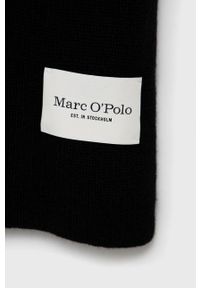 Marc O'Polo Szalik wełniany kolor czarny gładki. Kolor: czarny. Materiał: wełna. Wzór: gładki