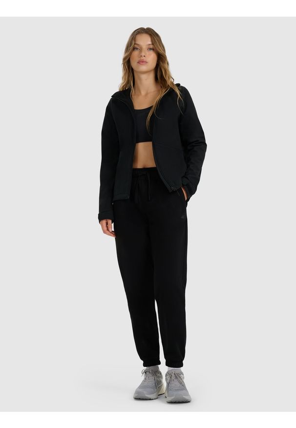 4f - 4F Kurtka softshell wiatroodporna membrana 5000 damska - czarna XXL. Typ kołnierza: kołnierzyk stójkowy. Kolor: czarny. Materiał: softshell. Technologia: Windstopper. Sezon: zima