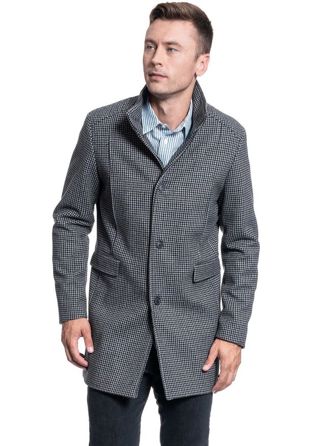 Selected - PŁASZCZ MĘSKI SELECTED SLHMOSTO WOOL COAT GREY NAVY 16063100