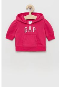 GAP bluza dziecięca kolor fioletowy z kapturem z aplikacją. Typ kołnierza: kaptur. Kolor: fioletowy. Materiał: poliester. Wzór: aplikacja #1