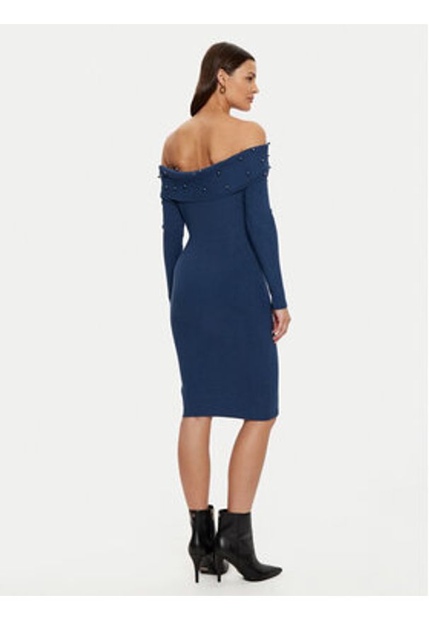 Guess Sukienka dzianinowa W5RK0G Z2YJ2 Granatowy Bodycon Fit. Kolor: niebieski. Materiał: wiskoza. Typ sukienki: bodycon