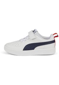 Puma - BUTY na co dzień dziecięce PUMA RICKIE na rzepy. Okazja: na co dzień. Zapięcie: rzepy. Kolor: biały, wielokolorowy. Materiał: syntetyk, materiał. Szerokość cholewki: normalna. Sport: turystyka piesza