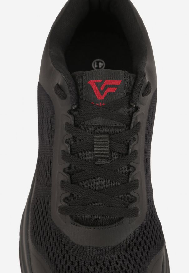 Born2be - Czarno-Czerwone Buty Sportowe Sznurowane z Siateczką Delle. Okazja: na co dzień. Kolor: czarny. Materiał: jeans