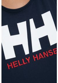 Helly Hansen top bawełniany kolor granatowy. Kolor: niebieski. Materiał: bawełna. Długość rękawa: na ramiączkach. Długość: długie. Wzór: nadruk #5