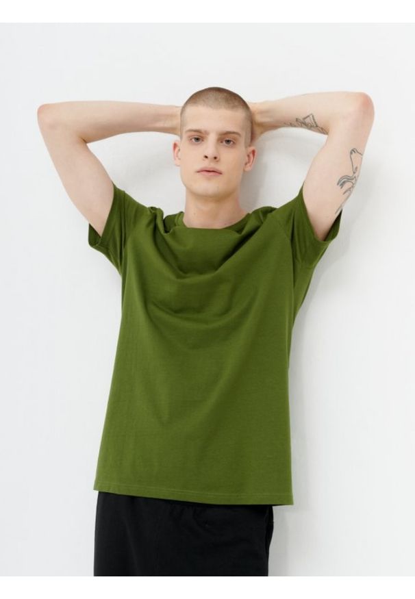 outhorn - Gładki t-shirt męski. Materiał: bawełna, jersey, materiał. Wzór: gładki