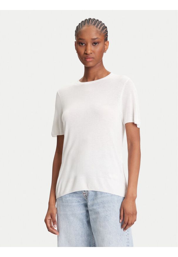 Calvin Klein Sweter LV044A307G Écru Regular Fit. Materiał: wiskoza