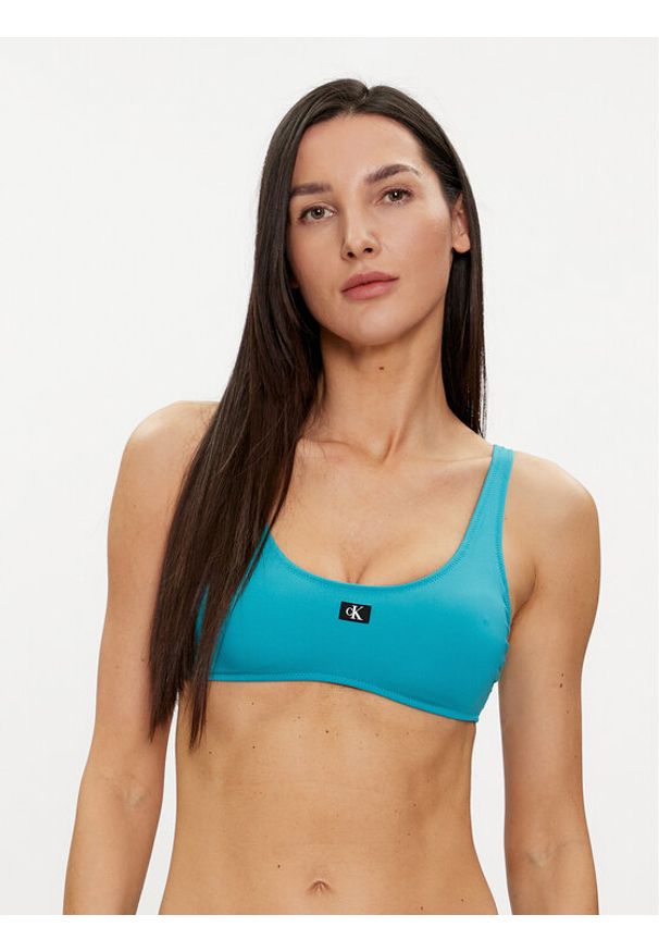 Calvin Klein Swimwear Góra od bikini KW0KW02344 Niebieski. Kolor: niebieski. Materiał: syntetyk