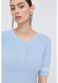 Miss Sixty sweter damski kolor niebieski lekki. Okazja: na co dzień. Kolor: niebieski. Długość rękawa: krótki rękaw. Długość: krótkie. Styl: casual #5