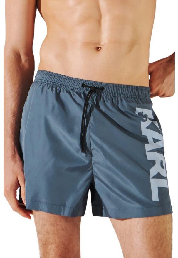 Karl Lagerfeld - KARL LAGERFELD Niebieskie kąpielówki męskie, Rozmiar S. Kolor: niebieski