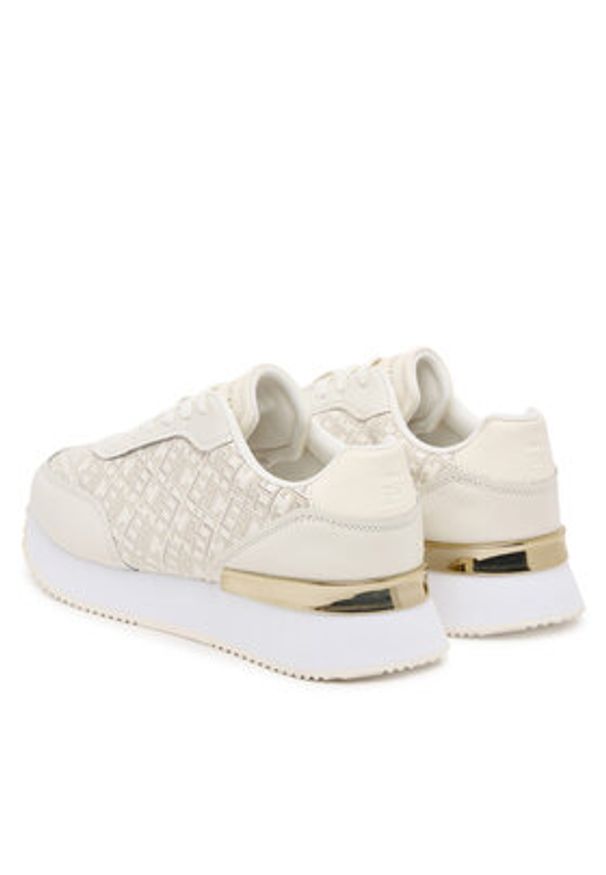 TOMMY HILFIGER - Tommy Hilfiger Sneakersy Chic Monogram Runner FW0FW09051 Écru. Materiał: skóra