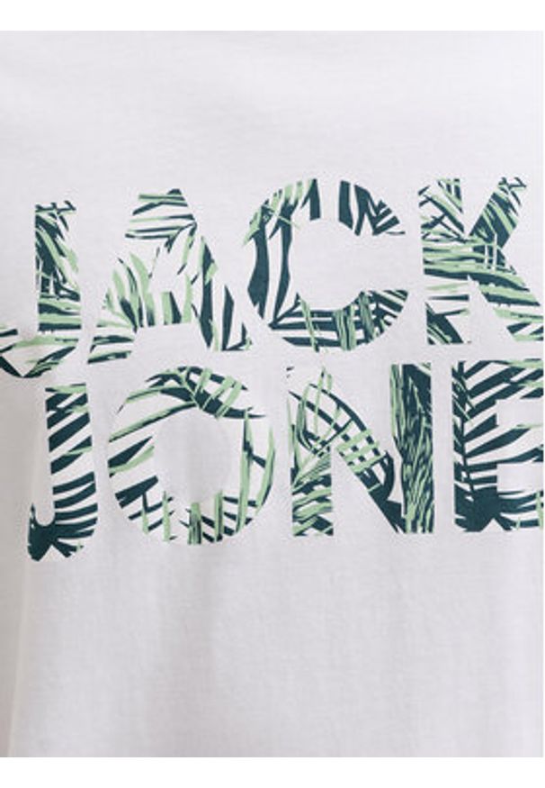 Jack & Jones T-Shirt Ejeff Logo 12288536 Biały Regular Fit. Kolor: biały. Materiał: bawełna
