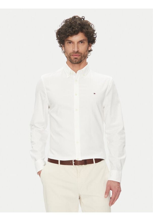 TOMMY HILFIGER - Tommy Hilfiger Koszula MW0MW38556 Biały Slim Fit. Kolor: biały. Materiał: bawełna