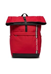 TOMMY HILFIGER - Tommy Hilfiger Plecak Th Monotype Rolltop Backpack AM0AM11792 Czerwony. Kolor: czerwony. Materiał: materiał #1