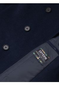 Ombre Clothing - Płaszcz męski z asymetrycznym zapięciem - granatowy V3 OM-COWC-0102 - XXL. Kolor: niebieski. Materiał: poliester