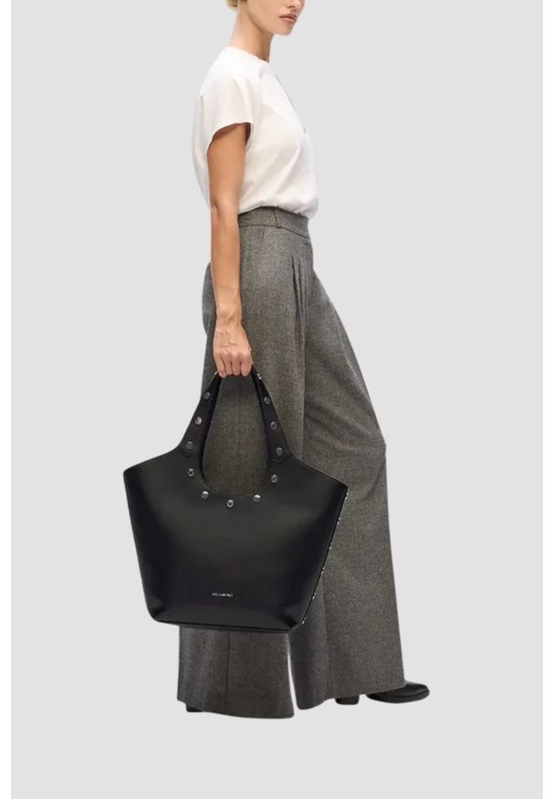 Karl Lagerfeld - KARL LAGERFELD Czarna shopperka Rocky Marais. Kolor: czarny. Wzór: aplikacja. Styl: casual, elegancki