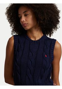 Polo Ralph Lauren Sweter 211959295002 Granatowy Slim Fit. Typ kołnierza: polo. Kolor: niebieski. Materiał: bawełna #4
