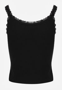 Renee - Czarny Bawełniany Top z Koronką i Guzikami przy Dekolcie Berinde. Okazja: na co dzień. Kolor: czarny. Materiał: bawełna, koronka. Wzór: koronka. Styl: elegancki, casual #4