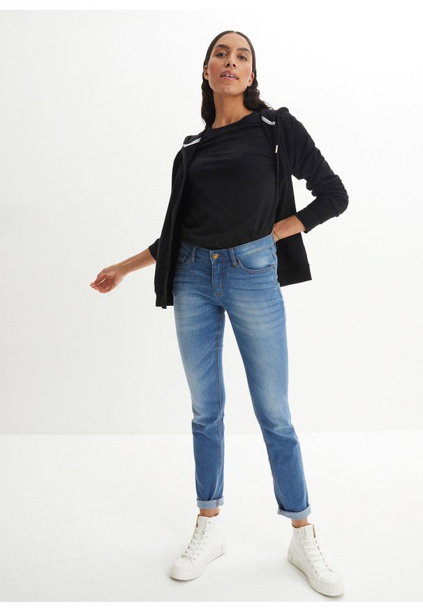 bonprix - Dżinsy ze stretchem SKINNY, mid waist. Kolor: niebieski